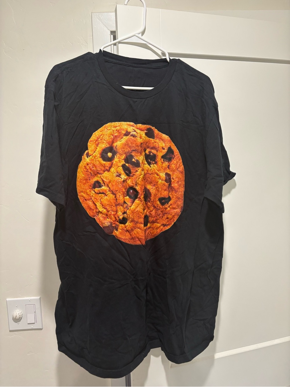 Men's Black T-Shirt with Chocolate Chip Cookie Graphic